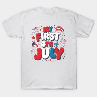 Adorable "My First 4th of July" Typography Design for Kids' Merchandise T-Shirt